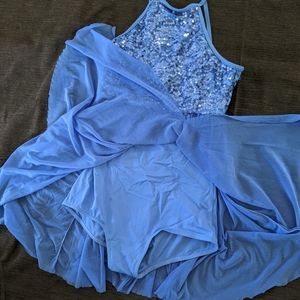Periwinkle dance, figure skating, dress-up costume with sequins